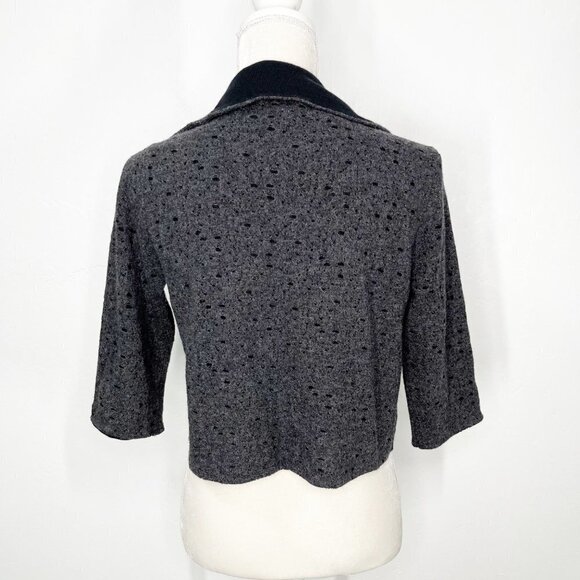 Eileen Fisher Black, Grey cropped Wool & Cashmere Open Cardigan Size S - Picture 2 of 8